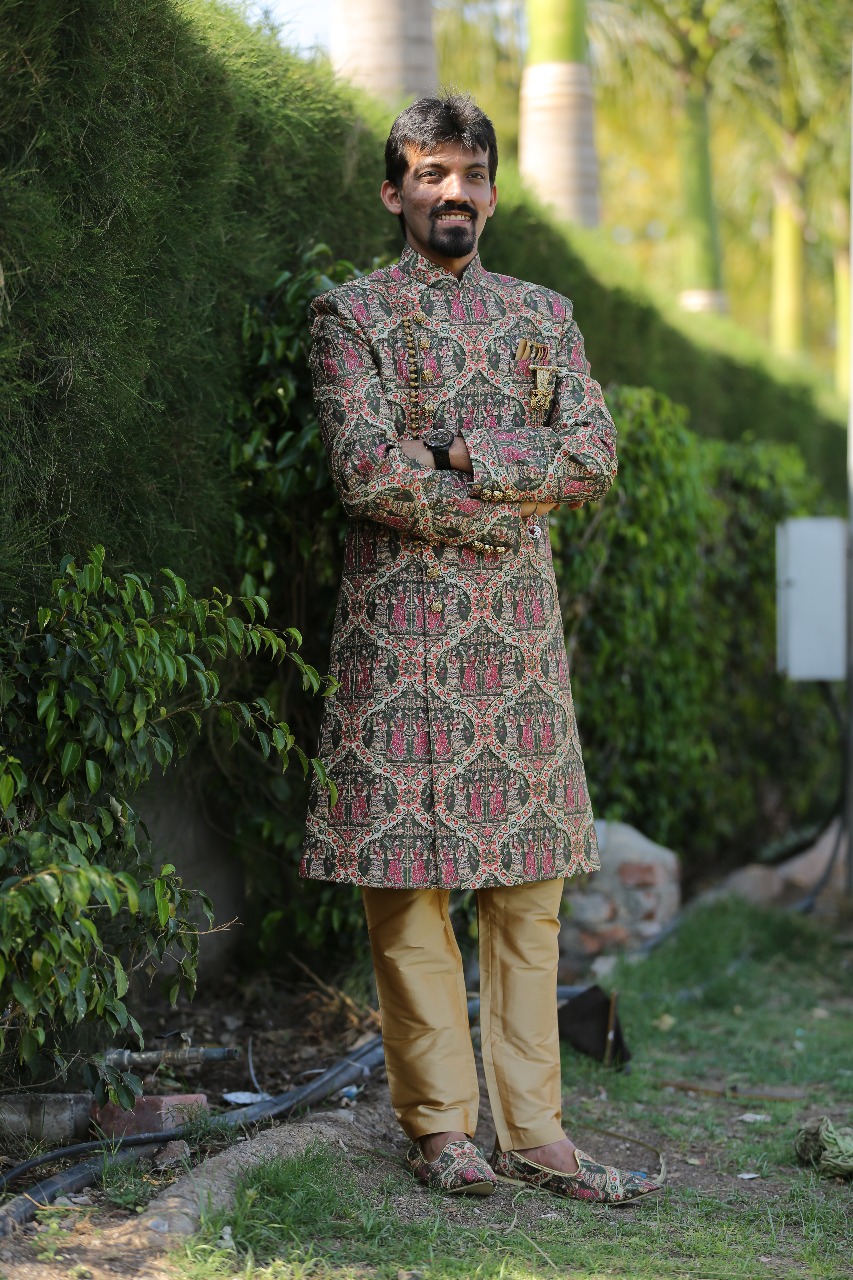 Manav Ethnic Happy Customer wearing a Multi-Colored Indo Western